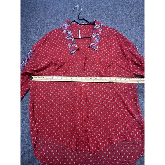 Womens‎ Shirt Free People Red Easy Rider Bandana Paisley Print Size Medium - Picture 5 of 8